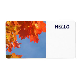 Etiquetas de nombre HOLA Hojas de otoño coloridas