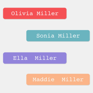 Etiquetas de nombre impermeables coloridas para la