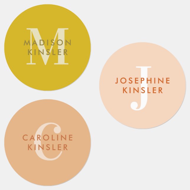 Etiquetas de nombres de Boho iniciales simples y m (Grupo)