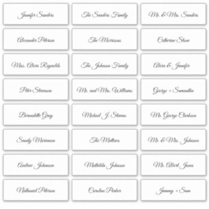 Etiquetas de nombres de invitados individuales par