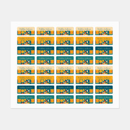 Etiquetas de nombres de niños geométricos retro co