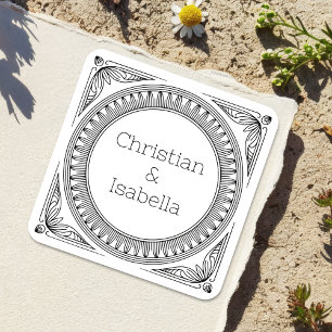 Etiquetas de nombres de parejas con marco acanalad