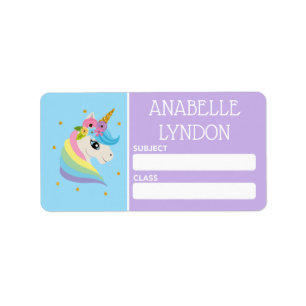 Etiquetas de nombres escolares de niños de Unicorn