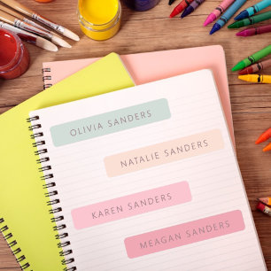 Etiquetas de nombres escolares personalizados del 