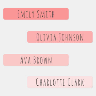 Etiquetas de nombres impermeables rosadas monocrom