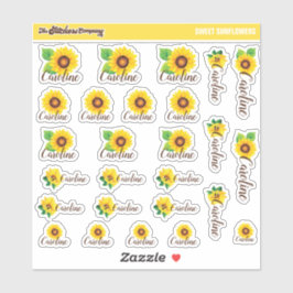 Etiquetas de nombres personalizadas de girasoles d