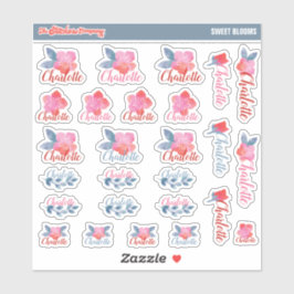 Etiquetas de nombres personalizados de las floraci