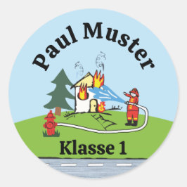 Etiquetas de nombres redondas - Brigada de bombero