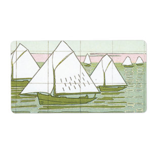 Etiquetas de paisaje marino vintage de veleros