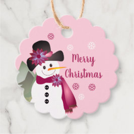Etiquetas de papel de Snowman de color rosa