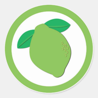 Etiquetas de pegatina de círculo con sabor a lima