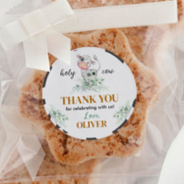 Etiquetas de Pegatina de cumpleaños de vaca sagrad