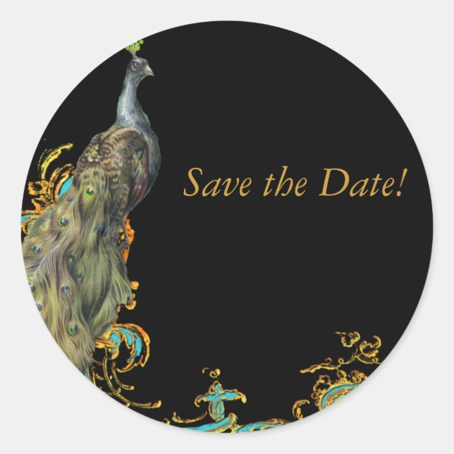 Etiquetas de Pegatina Peacock & Gold Filigree (Anverso)