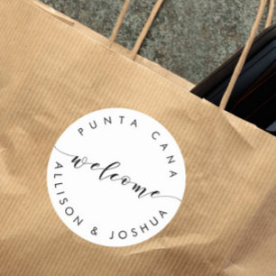 Etiquetas de pegatinas de bienvenida para bolsas d