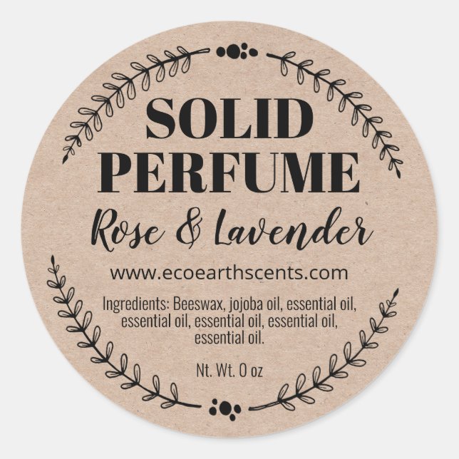 Etiquetas de Perfume Sólido de Kraft Natural caser (Anverso)