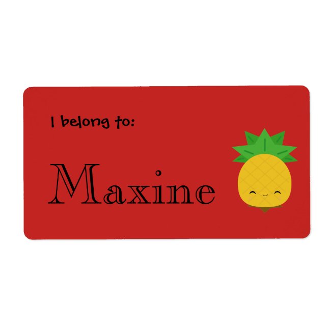 Etiquetas de personalizado de piña de color rojo b (Frente)