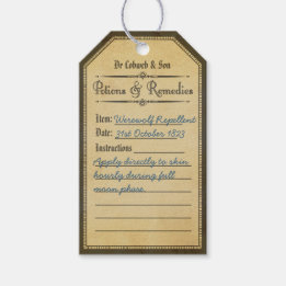 Etiquetas de poción repelentes de Werewolf vintage