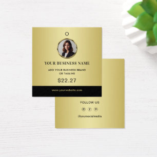 Etiquetas de precio con diseño negro y dorado, log