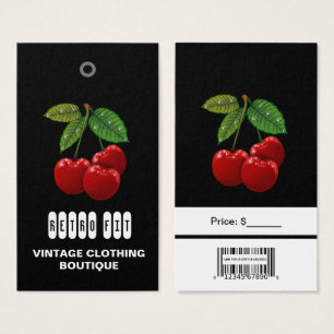 Etiquetas de precio de ropa vintage de cerezas con