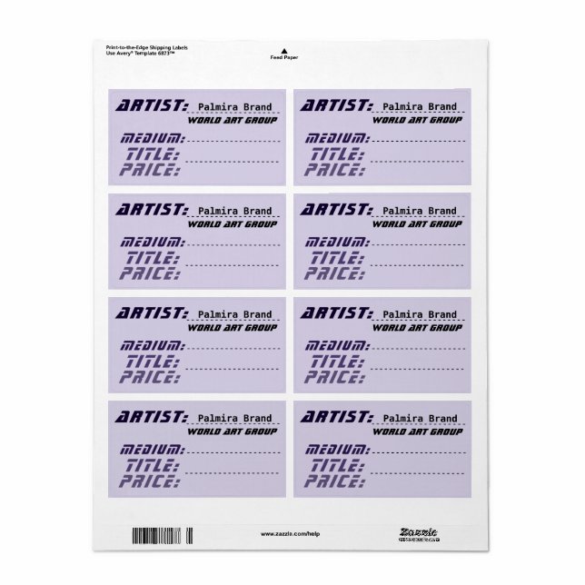 Etiquetas de precios de artistas futuristas (Hoja Entera)