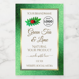 Etiquetas de producto blancas con brillo verde Log