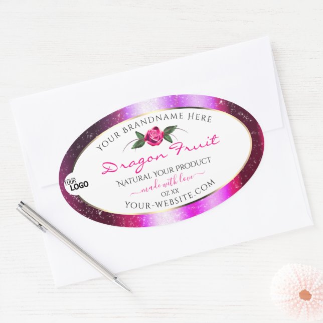 Etiquetas de producto blancas de Purpurina púrpura (Sobre)