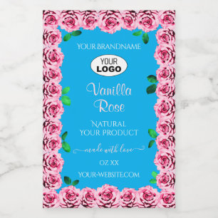 Etiquetas de producto cielo floral azul rosas rosa