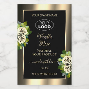 Etiquetas de Producto de Lujo Flores Oro Negro Log