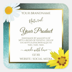 Etiquetas de producto de Purpurina azul y Verde az