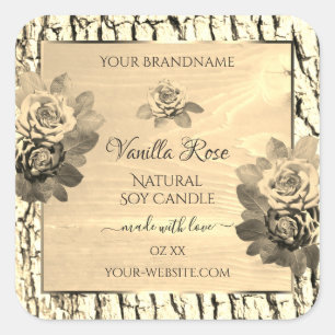 Etiquetas de producto de rosas beige con grano de