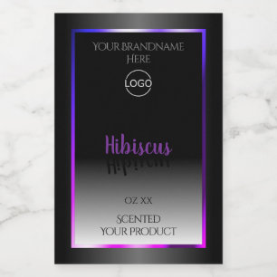 Etiquetas de producto en blanco negro con el logot