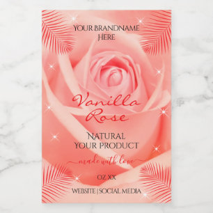 Etiquetas de producto floral de flor de rosa rosa 