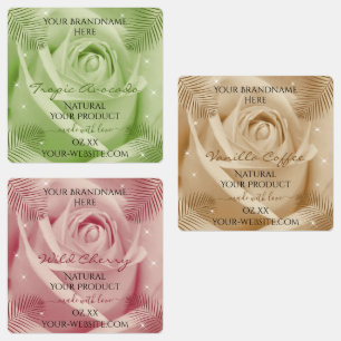 Etiquetas de producto Floral Rosa Rojo Claro Verde