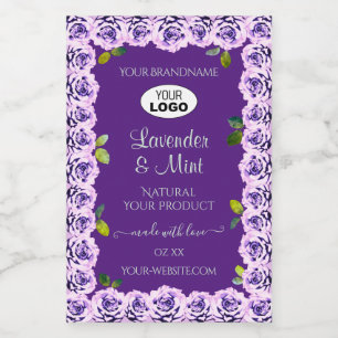 Etiquetas de Producto Morado Floral Logotipo de Ro