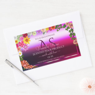 Etiquetas de producto morado rosado floral Monogra