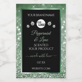 Etiquetas de producto negras con brillo verde bosq