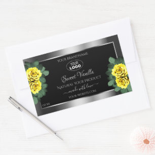 Etiquetas de producto negro plateado rosas amarill