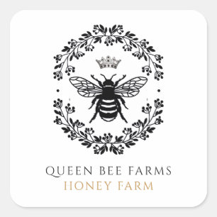 Etiquetas de producto Queen Honey Bee Black White 