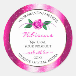 Etiquetas de producto rosas y blancas Purpurina de