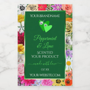 Etiquetas de producto verdes florales coloridas Co