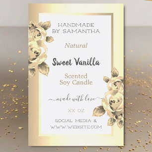 Etiquetas de productos antiguos de oro floral Vela