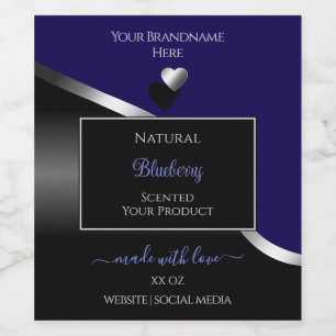 Etiquetas de productos Black Wavy Silver Hearts Da