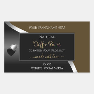 Etiquetas de productos Black Wavy Silver Hearts de