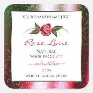 Etiquetas de productos blancos florales Purpurina 