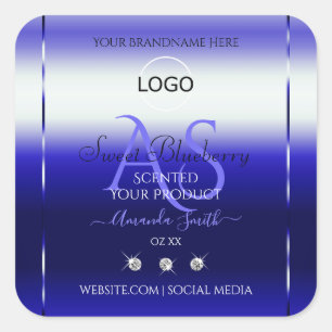 Etiquetas de productos Blue Shimmery logotipo de j