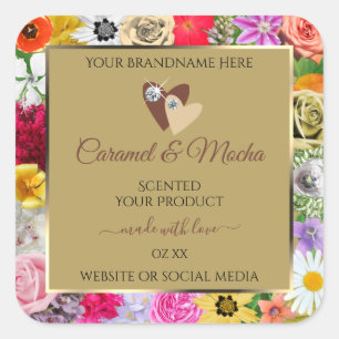 Etiquetas de productos color amarillo floral Coraz