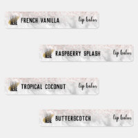 Etiquetas de productos con el logotipo Elegant Lip