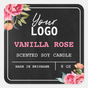 Etiquetas de productos con logotipo de color rosa