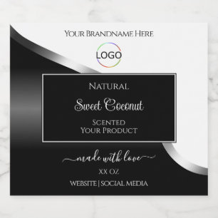 Etiquetas de productos con logotipo de plata ondul
