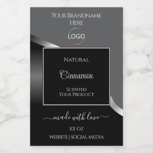 Etiquetas de productos con logotipo Gris Black Wav